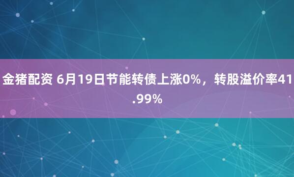 金猪配资 6月19日节能转债上涨0%，转股溢价率41.99%