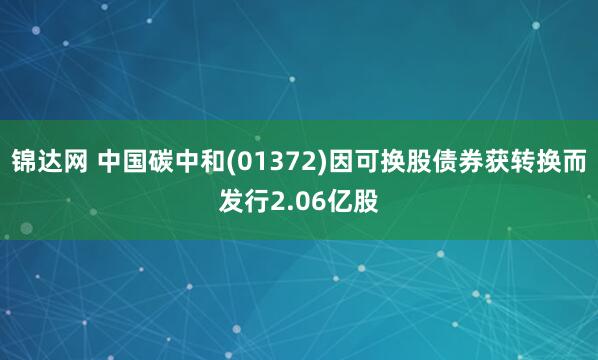 锦达网 中国碳中和(01372)因可换股债券获转换而发行2.06亿股